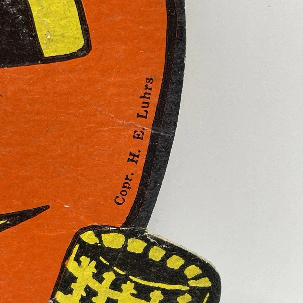 Vintage‎ 1940s H E Luhrs Die Cut Jack O Lantern Halloween Pumpkin Decoration